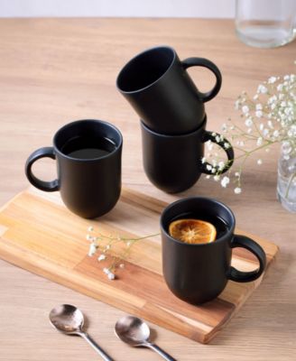 Stoneware Coup Mugs, Set of 4