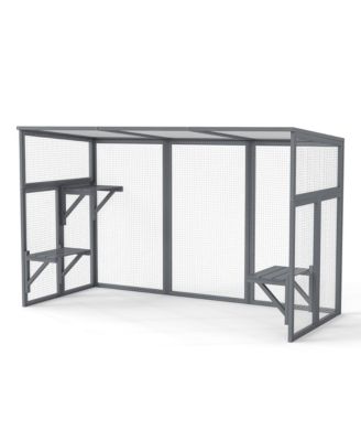 Outdoor Wooden Cat Enclosure with 3-Tier Catio, Lockable Door, Sun Roof, Spacious Play Area