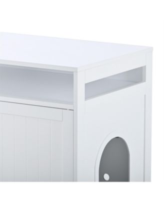 Zeus &  Ruta  Litter Box Enclosure with Hidden Plug 2 Doors Large Wooden Cat Washroom Bench