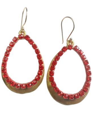 Golden Red Crystal Drop Earrings