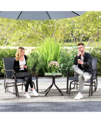 Set of 3 Rocking Glider Chair w/ Table Mesh Patio Outdoor Furniture