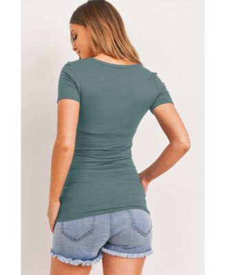 Maternity Fitted V-Neck Side Ruched Top