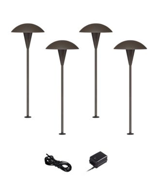 Mushroom High Mid Century Modern 6-Piece Outdoor Landscape Path Light Set Porch LED Bulb Finish