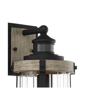 Stan Industrial Outdoor Wall Light Fixtures Set of 2 Motion Sensor Dusk to Dawn Clear Glass for Post