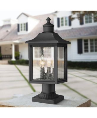 Moray Bay High Mission Outdoor Post Light Fixture Pole Porch with Pier Mount Adapter 3-Light Glass Shade