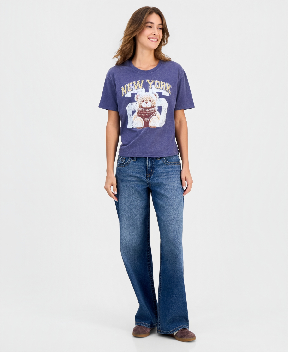 Rebellious One Juniors' New York Bear Graphic T-Shirt