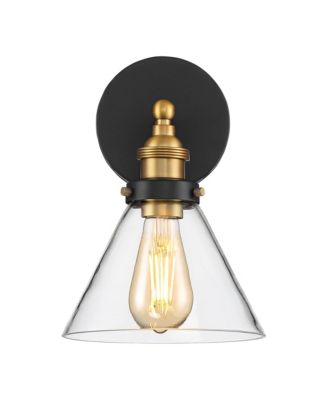 Burke Industrial Wall Light Sconces Set of 2, Hardwire Fixture Clear Glass for Bathroom Hallway