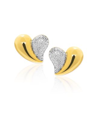 Diamond Accent (0.01  ct. t. w.) Heart Link Hoop Earrings