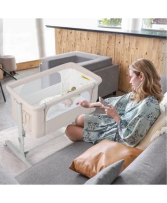 Portable Baby Bedside Bassinet with Adjustable Heights and Bag