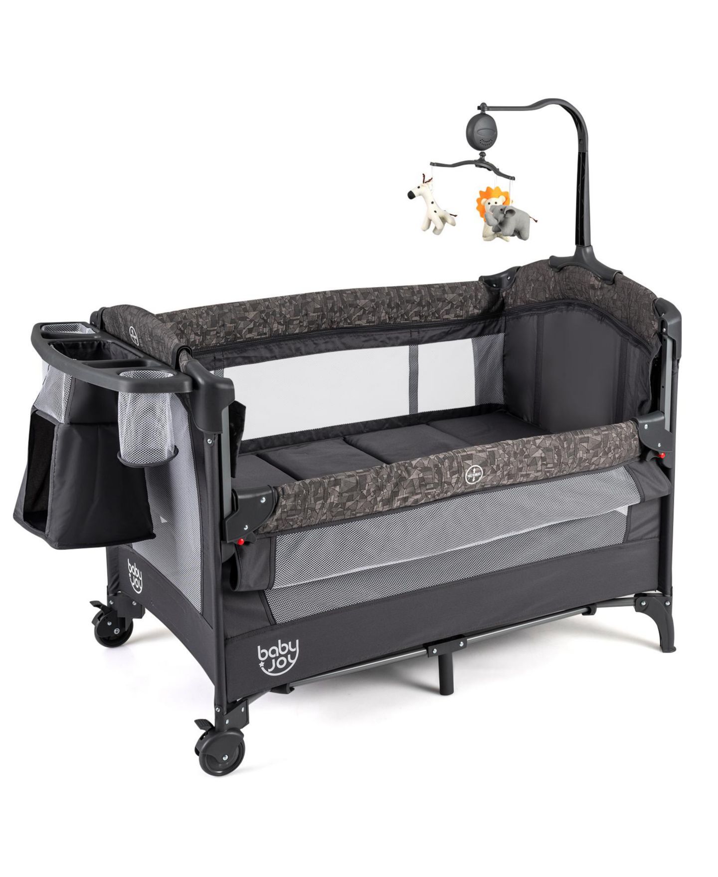 Детские мягкие игрушки SUGIFT 5 in 1 Bedside Bassinet with Diaper Changer and Mattress, цвет: Серый — фото 1