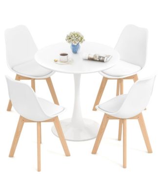 Modern 5 PCS Dining Set Round Dining Table 4 Chairs for Small Space Kitchen