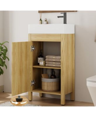 30" Bathroom Vanity with Sink, Freestanding Bathroom Sink Cabinet with 2 Soft-Closing Doors and Large Storage Drawer, Wood Vanity Cabinet