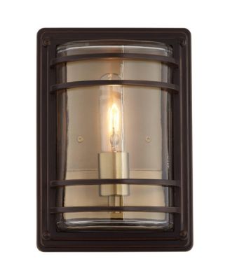 Modern Outdoor Wall Light Fixtures Set of 2 11" Clear Glass Shade for Exterior Barn Deck House Porch Patio Outside Front Door