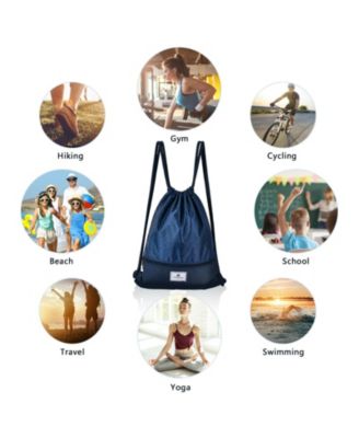 Drawstring Backpack String Bag with Zipper Pocket Foldable Design