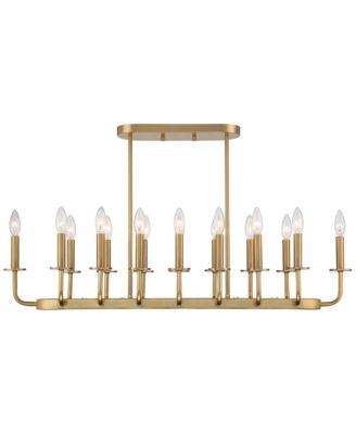 Soft Gold Linear Pendant Chandelier 38 3/4" Wide Modern Open Frame 16-Light Fixture for Kitchen Island Dining Room House