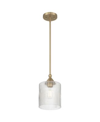 Possini Euro Krakow 7"W Satin Brass Fluted Glass Mini Pendant Light