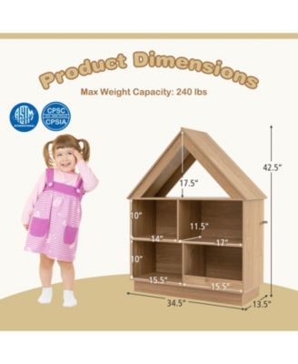 3-Tier House-Shaped Toy Storage Organizer with Open Shelves