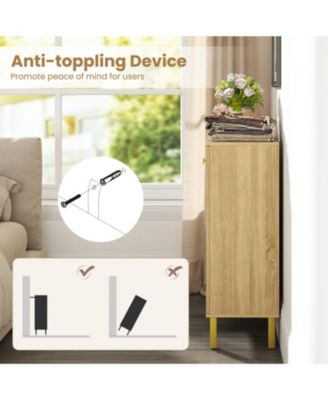 4-Tier Modern Freestanding Wooden Shoe Cabinet with Doors and Removable Shelves