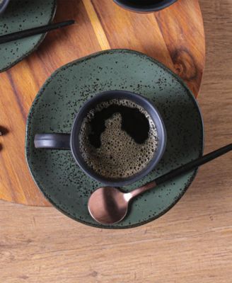 Stoneware Coffee Cup and Saucer Set, Service for 6