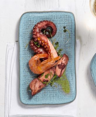 10.63" Stoneware Medium Rectangular Juta Platters, Set of 4