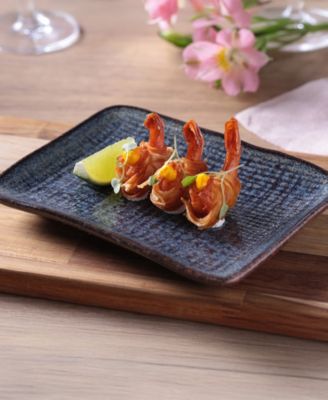 7" Stoneware Rectangular Juta Platters, Set of 4