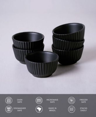 Stoneware Linhas Ramekins, Set of 6