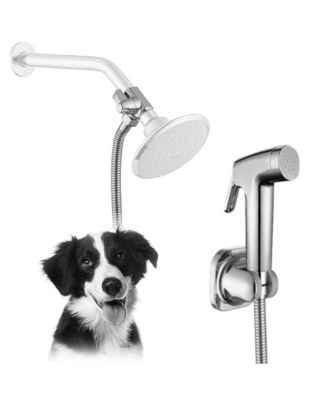 Aronkl Dog Shower Attachment Handheld Sprayer Diverter Wall Mount Universal Pet Bath Tool - Silver 100$