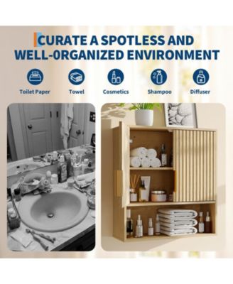 Bathroom Wall Cabinet - Medicine Cabinet with Barn Doors and Adjustable Shelf - Wall Cabinet for Bathroom, Kitchen, Laundry Room, Entryway