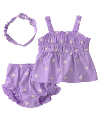 Baby Girls' Fish Print Top & Shorts with Headband, 3-Piece Set