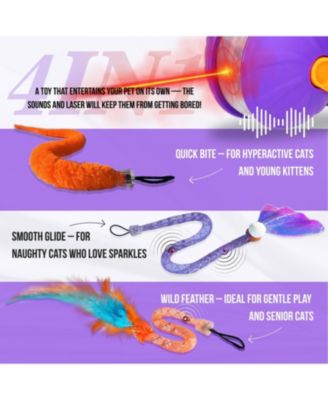 Automatic 4in1 Interactive Cat Toy Rechargeable with 3 Tails Laser Motion Activated for Indoor Cats Kittens Adults