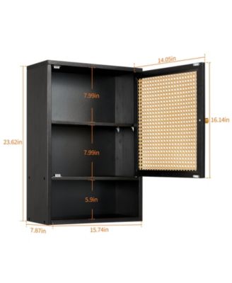 Space-Saving Bamboo Bathroom Wall Cabinet – Adjustable Shelf – Over Toilet Storage Organizer