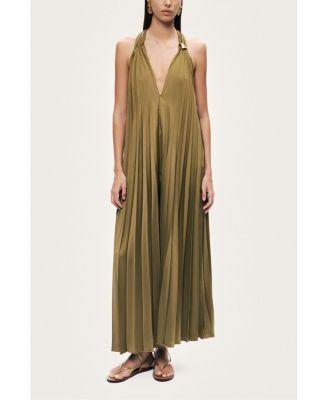 Women's Pleated Halter Maxi Dress
