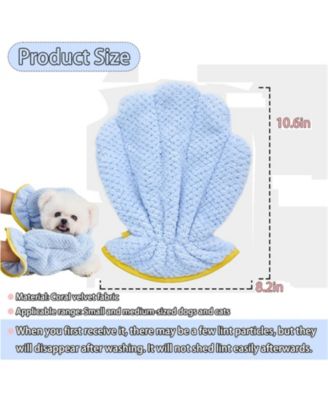 Pet Towel Gloves Microfiber Absorbent Quick Drying for Dogs Cats 2 Pack