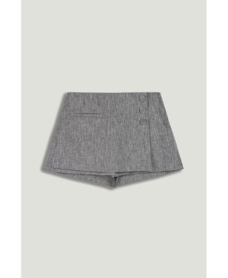 Women's Button Detail Linen Blend Skort