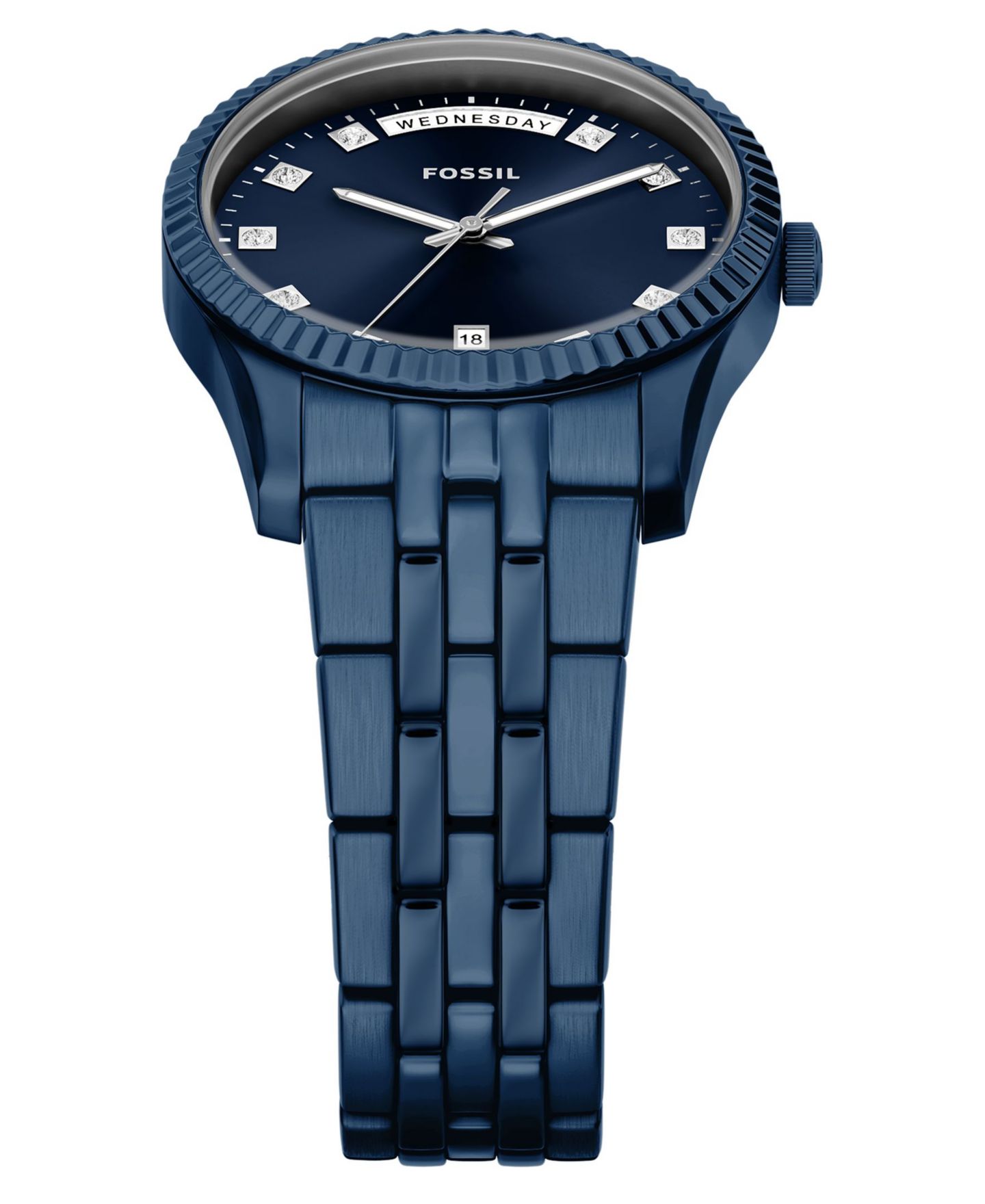 Женские часы Fossil Scarlette Day-Date Navy Stainless Steel 34mm — фото 4