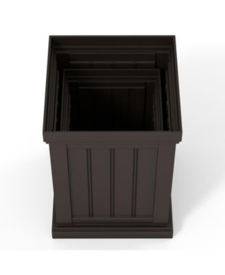 Square Plastic Planter Pots Set of 2 with Drainage Holes and Nesting Storage Design