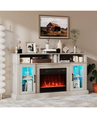 58-Inch Fireplace TV Stand with LED Ambiance for TVs Up to 65 Inches