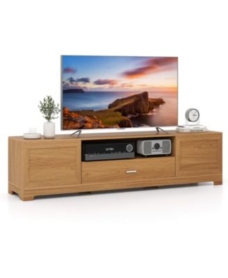 Farmhouse Rustic 71-Inch TV Stand with Cabinets and Drawer