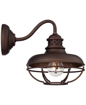 Park Rustic Outdoor Barn Lights Fixtures Set of 2 Oil Rubbed 9" Open Cage for Post Exterior Light Barn Deck Post Light Yard