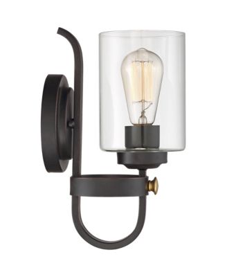 Eagleton Farmhouse Rustic Wall Light Sconces Set of 2 Oil Rubbed Bronze Hardwire 5 1/2" LED Fixture for Vanity