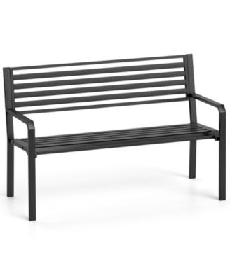 50 in Metal Park Bench for 2-3 People with Backrest 660 lbs Capacity