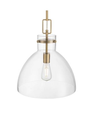 Possini Euro Hammon 14" Wide Aged Brass and Glass Pendant Light