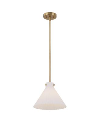 Hannover 12"W Warm Brass Fluted Glass Mini Pendant Light