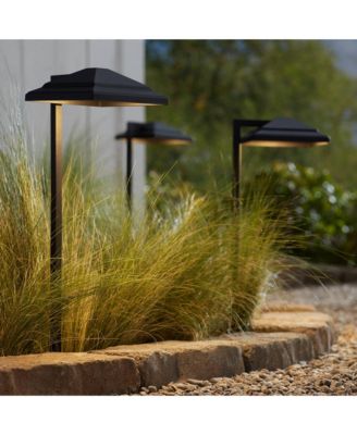 Basset High Modern Outdoor Landscape Path Light Porch House LED Bulb Textured Finish Metal Shade