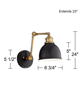Sania Modern Swing Arm Wall Lamp Brass Plug-in Light Fixture Adjustable Up Down Shade for Bedroom Bedside Living Room Home House