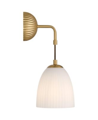 Comfrey 15" High Warm Brass and Fluted Glass Wall Sconce