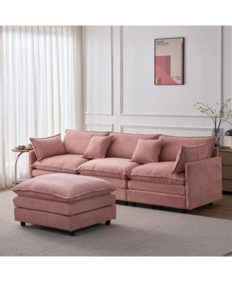 105" Modular Sectional Sofa, Soft Chenille Fabric Couch, 3 Seater Sofa with Flexible Movable Ottoman for Living Room