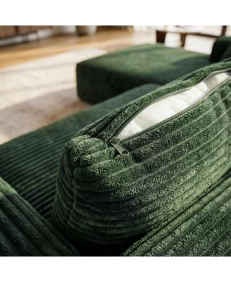 3-Piece U-Shaped Sectional Sofa Set With Pillows, Corduroy Convertible Couch