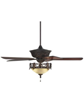 52" Contessa Industrial Rustic Indoor Ceiling Fan LED Light Bronze Copper Cherry Scavo Glass Living Kitchen Room Home