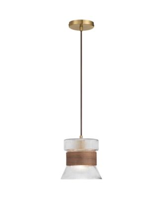 Possini Euro Carasco 7 1/2" Wide Wood and Gold Mini Pendant Light